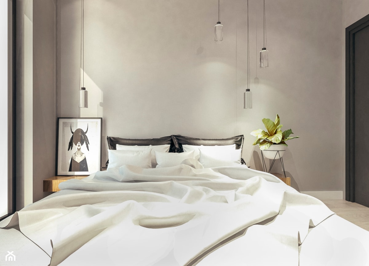 Mieszkanie w stylu loftowym w Krakowie - Mała szara sypialnia, styl skandynawski - zdjęcie od MEEKO Architekci - Homebook