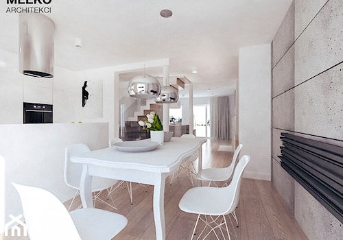 Dom w stylu minimalistycznym - Średnia biała jadalnia w kuchni, styl minimalistyczny - zdjęcie od MEEKO Architekci