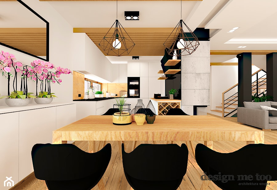 DOM W LESZNOWOLI - Średnia biała jadalnia w kuchni, styl nowoczesny - zdjęcie od design me too
