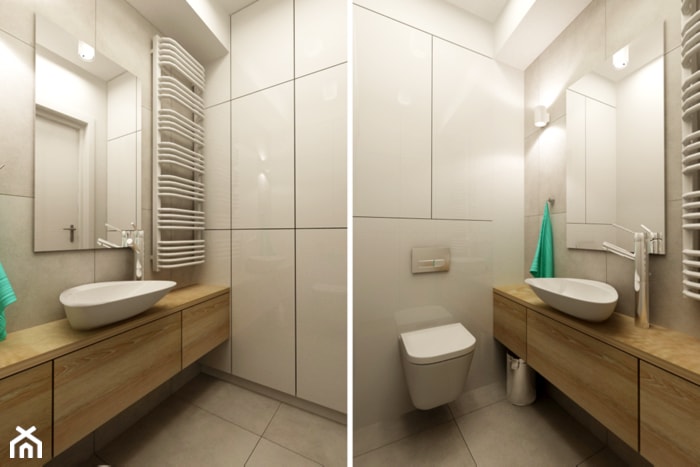 Mieszkanie Rembertów 80 m2 - Z punktowym oświetleniem łazienka, styl minimalistyczny - zdjęcie od design me too - Homebook