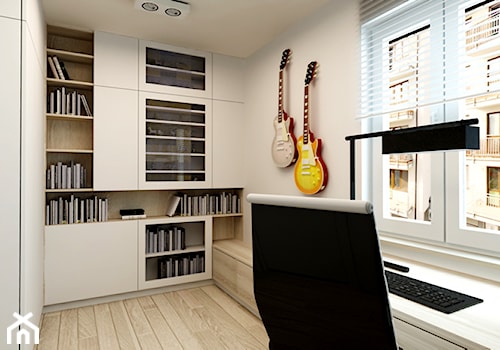 Mieszkanie Rembertów 80 m2 - Średnie z zabudowanym biurkiem białe biuro, styl nowoczesny - zdjęcie od design me too
