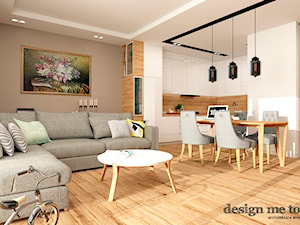 GRAZIOSO APARTAMENTY - Duży beżowy biały salon z kuchnią z jadalnią, styl nowoczesny - zdjęcie od design me too