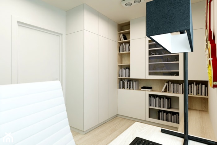 Mieszkanie Rembertów 80 m2 - Średnie z zabudowanym biurkiem beżowe biuro, styl nowoczesny - zdjęcie od design me too