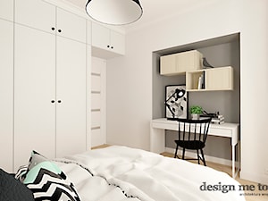 SKANDYNAWSKI KLIMAT NA POWIŚLU - Średnia biała z biurkiem sypialnia, styl skandynawski - zdjęcie od design me too