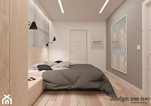 DOM W JÓZEFOSŁAWIU - Mała biała szara sypialnia, styl nowoczesny - zdjęcie od design me too