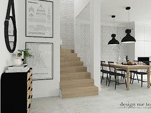 SKANOYNAWSKO - INDUSTRIALNY KLIMAT - Duży biały salon z jadalnią, styl skandynawski - zdjęcie od design me too