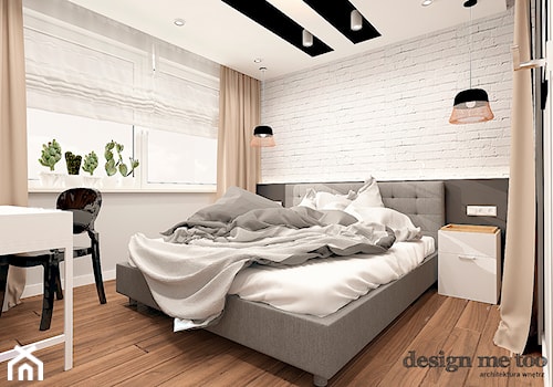 Duża biała z biurkiem sypialnia, styl nowoczesny - zdjęcie od design me too