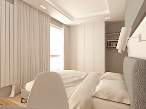 MIESZKANIE NA URSYNOWIE 85 M2 - Średnia beżowa sypialnia z balkonem / tarasem, styl nowoczesny - zdjęcie od design me too