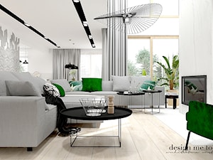 NOWOCZESNY DOM WYGLĘDY - Średni biały szary salon z tarasem / balkonem, styl nowoczesny - zdjęcie od design me too