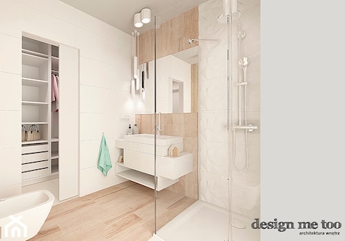 SKANDYNAWSKI DOM W WAWRZE - Mała z dwoma umywalkami łazienka, styl nowoczesny - zdjęcie od design me too