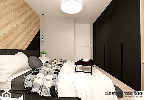 NOWOCZESNY APARTAMENT W PRUSZKOWIE - Średnia czarna szara sypialnia, styl nowoczesny - zdjęcie od design me too