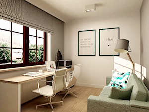 MINIMALISTYCZNY DOM - Średnie z sofą beżowe szare biuro, styl minimalistyczny - zdjęcie od design me too