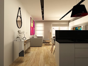 WORONICZA QBIK - Średni biały salon z kuchnią z jadalnią, styl minimalistyczny - zdjęcie od design me too