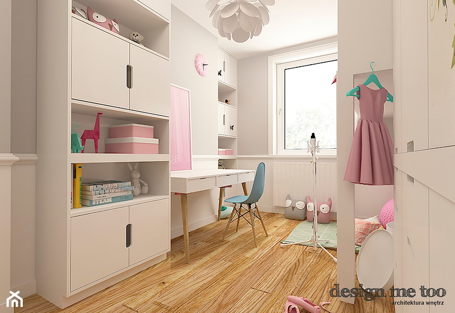 POKOJE DZIEWCZĘCE - Średni biały szary pokój dziecka dla dziecka dla dziewczynki, styl nowoczesny - zdjęcie od design me too