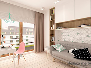 NOWOCZESNY APARTAMENT NA WILANOWIE - Średnie w osobnym pomieszczeniu z sofą białe biuro, styl nowoczesny - zdjęcie od design me too