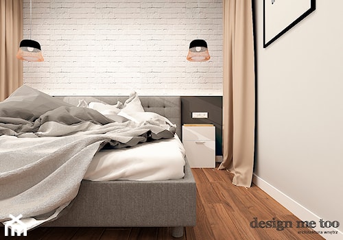 NOWOCZESNE MIĘDZYZDROJE - Mała czarna szara sypialnia, styl nowoczesny - zdjęcie od design me too