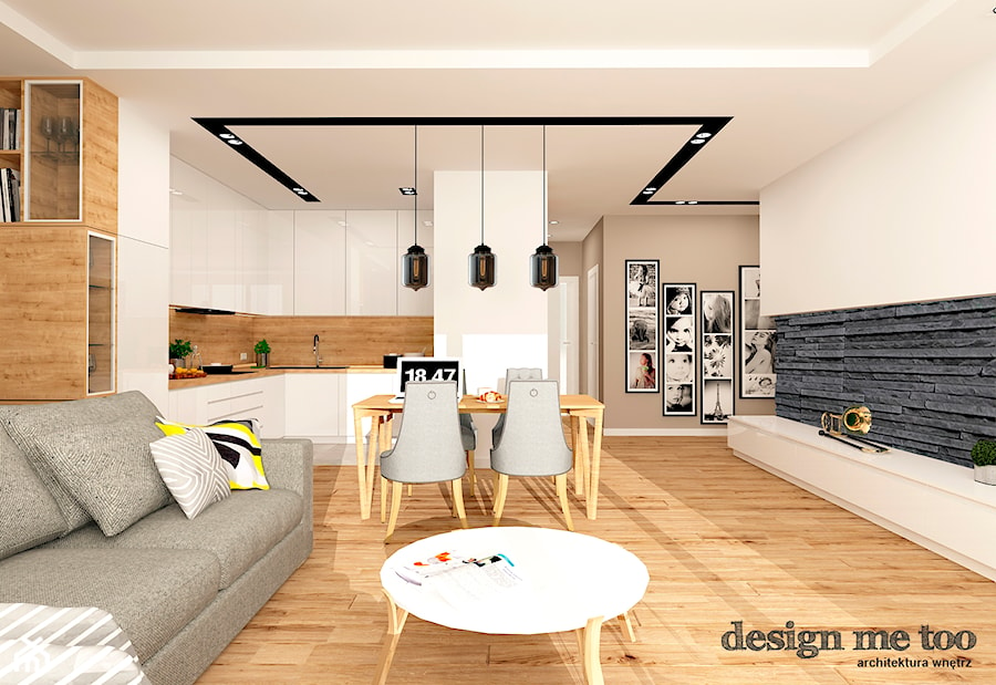 GRAZIOSO APARTAMENTY - Duży beżowy salon z kuchnią z jadalnią, styl nowoczesny - zdjęcie od design me too