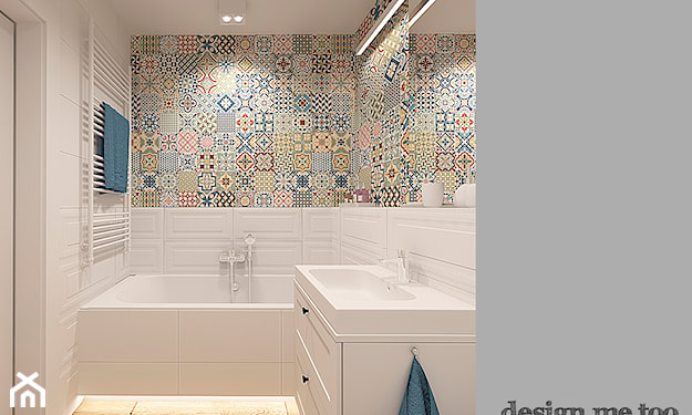 patchworkowe kafle w łazience nowoczesnej