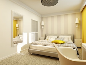 PROWANSALSKO -ANGIELSKI MIX - Średnia beżowa biała szara sypialnia, styl prowansalski - zdjęcie od design me too