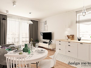 SZCZYPTA FRANCJI NA BIAŁÓŁĘCE - Średni biały salon z kuchnią z jadalnią, styl glamour - zdjęcie od design me too
