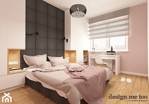 NOWOCZESNE MIESZKANIE NA MOKOTOWIE - Średnia biała różowa z biurkiem sypialnia, styl nowoczesny - zdjęcie od design me too