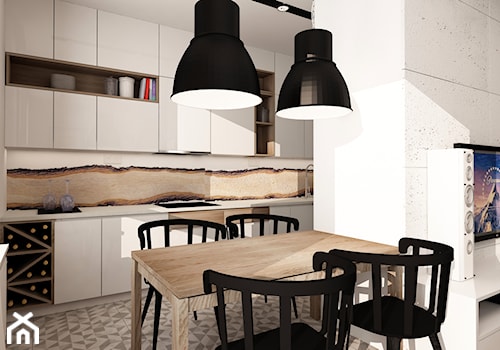 SKANDYNAWIA NA ŻOLIBORZU - Mała biała jadalnia w kuchni, styl skandynawski - zdjęcie od design me too