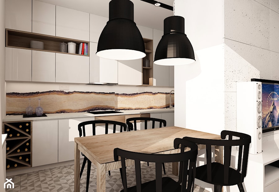 SKANDYNAWIA NA ŻOLIBORZU - Mała biała jadalnia w kuchni, styl skandynawski - zdjęcie od design me too