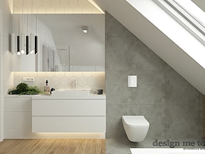 H.I. 098 | BIENIEWICE - Mała na poddaszu z punktowym oświetleniem łazienka, styl nowoczesny - zdjęcie od design me too