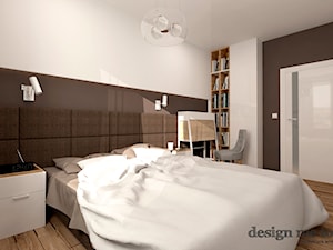 GRAZIOSO APARTAMENTY - Średnia biała brązowa z biurkiem z panelami tapicerowanymi sypialnia, styl nowoczesny - zdjęcie od design me too