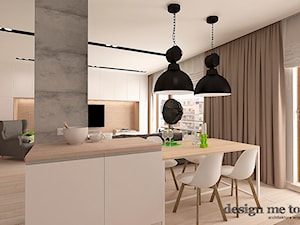 NOWOCZESNY APARTAMENT NA WILANOWIE - Średnia otwarta biała szara kuchnia z oknem, styl nowoczesny - zdjęcie od design me too