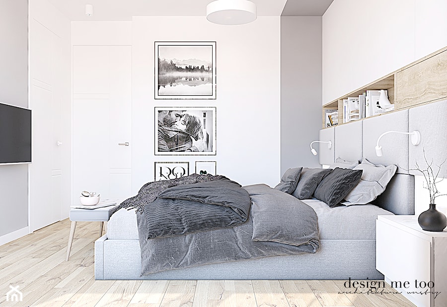NOWOCZESNE MIESZKANIE NA WOLI - Średnia biała szara sypialnia, styl nowoczesny - zdjęcie od design me too