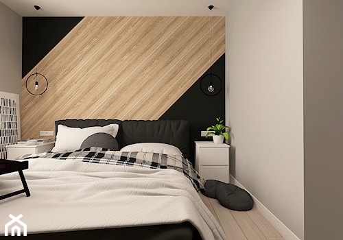 NOWOCZESNY APARTAMENT W PRUSZKOWIE - Mała sypialnia na poddaszu, styl nowoczesny - zdjęcie od design me too