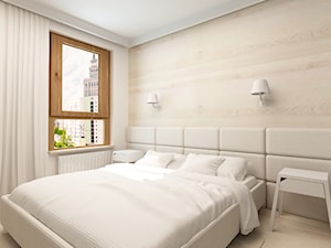 Nowoczesny Zielony Żoliborz - Średnia beżowa z panelami tapicerowanymi sypialnia, styl skandynawski - zdjęcie od design me too