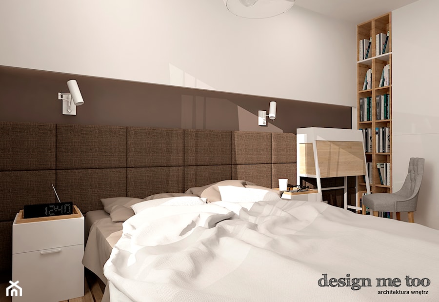 GRAZIOSO APARTAMENTY - Średnia beżowa brązowa z biurkiem z panelami tapicerowanymi sypialnia, styl nowoczesny - zdjęcie od design me too