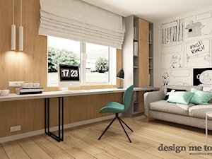 SKANDYNAWSKI DOM W WAWRZE - Średnie w osobnym pomieszczeniu z sofą z zabudowanym biurkiem białe biuro, styl skandynawski - zdjęcie od design me too