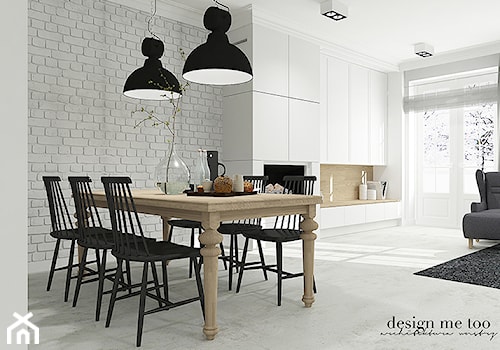 SKANOYNAWSKO - INDUSTRIALNY KLIMAT - Średnia biała jadalnia w salonie, styl industrialny - zdjęcie od design me too