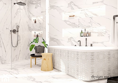 NOWOCZESNY DOM WYGLĘDY - Średnia bez okna z marmurową podłogą łazienka, styl nowoczesny - zdjęcie od design me too