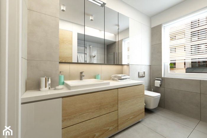Mieszkanie Rembertów 80 m2 - Średnia z punktowym oświetleniem łazienka z oknem, styl minimalistyczny - zdjęcie od design me too