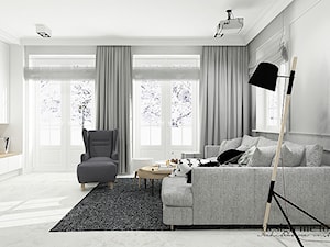 SKANOYNAWSKO - INDUSTRIALNY KLIMAT - Średni biały szary salon, styl skandynawski - zdjęcie od design me too