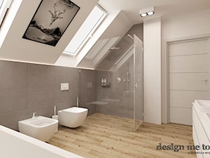 DOM W LESZNOWOLI - Średnia na poddaszu z punktowym oświetleniem łazienka z oknem, styl nowoczesny - zdjęcie od design me too