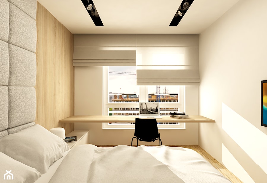 WORONICZA QBIK - Średnia biała z biurkiem sypialnia, styl minimalistyczny - zdjęcie od design me too