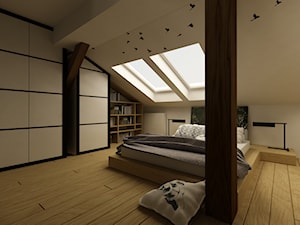 MIESZKANIE ZE SCHODAMI DO NIEBA - Duża biała sypialnia na poddaszu, styl nowoczesny - zdjęcie od design me too