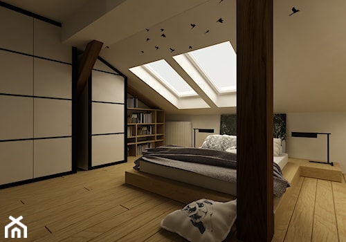 MIESZKANIE ZE SCHODAMI DO NIEBA - Duża biała sypialnia na poddaszu, styl nowoczesny - zdjęcie od design me too