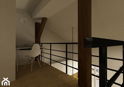 MIESZKANIE ZE SCHODAMI DO NIEBA - Małe szare biuro, styl minimalistyczny - zdjęcie od design me too