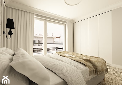 APARTAMENT NA GOCŁAWIU 120 m2 - Średnia szara sypialnia z balkonem / tarasem, styl tradycyjny - zdjęcie od design me too