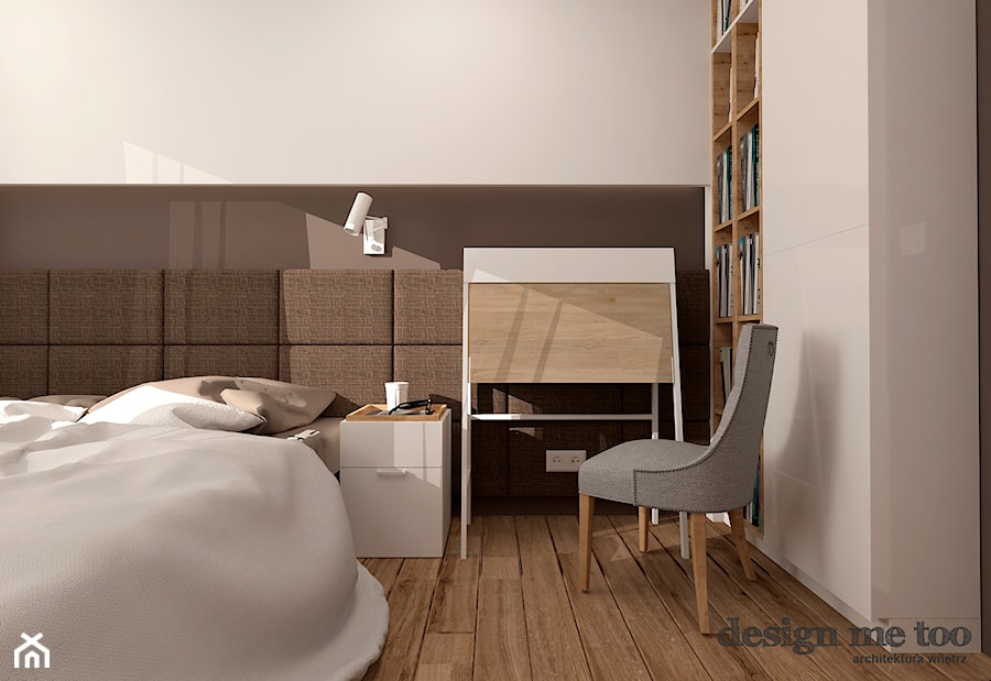 GRAZIOSO APARTAMENTY - Średnia beżowa brązowa z biurkiem z panelami tapicerowanymi sypialnia, styl nowoczesny - zdjęcie od design me too