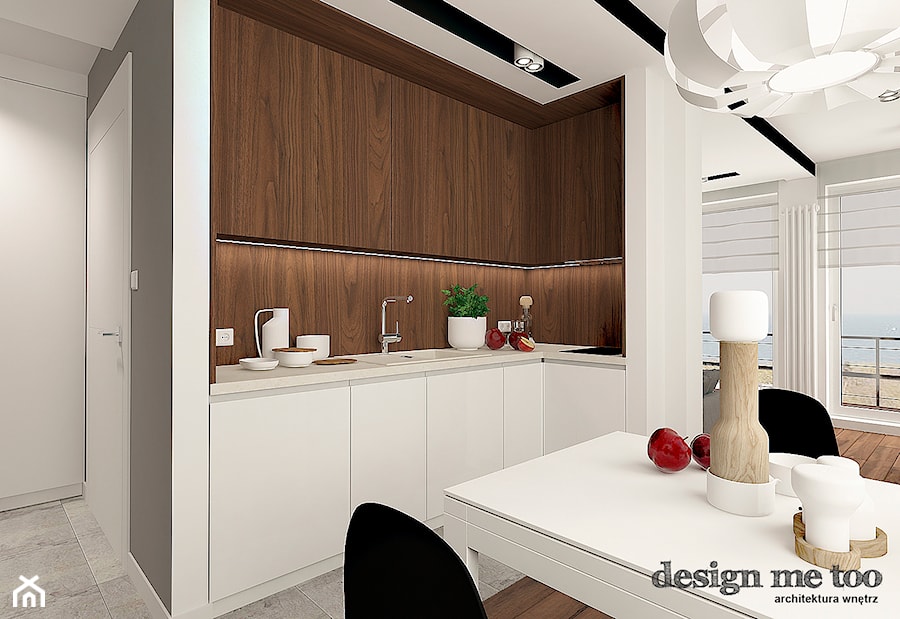 NOWOCZESNE MIĘDZYZDROJE - Średnia otwarta z salonem kuchnia w kształcie litery l, styl nowoczesny - zdjęcie od design me too