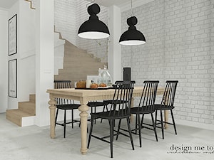 SKANOYNAWSKO - INDUSTRIALNY KLIMAT - Średnia biała jadalnia w salonie, styl skandynawski - zdjęcie od design me too