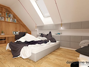 DOM W LESZNOWOLI - Duża biała szara z biurkiem sypialnia na poddaszu, styl nowoczesny - zdjęcie od design me too