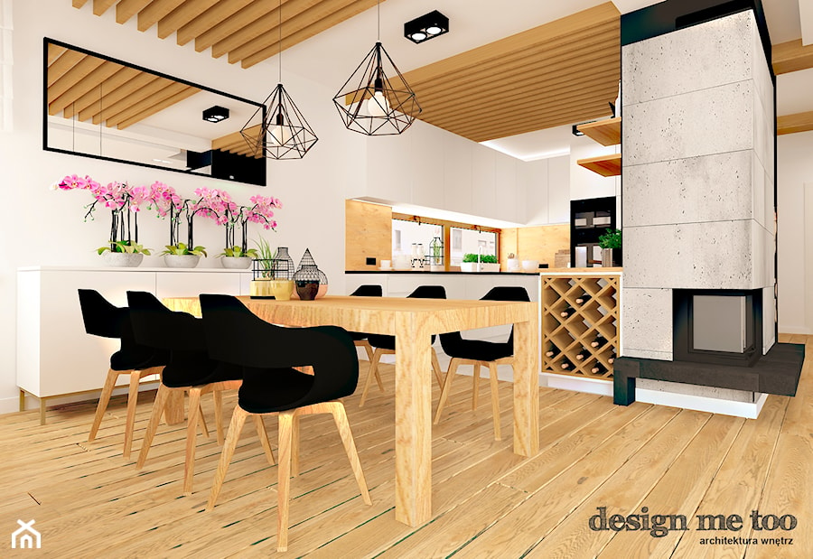 DOM W LESZNOWOLI - Średnia biała jadalnia w salonie, styl nowoczesny - zdjęcie od design me too
